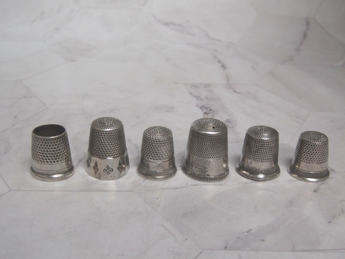 Lot of 6 Antique Sterling Silver Thimbles (1 of 6)