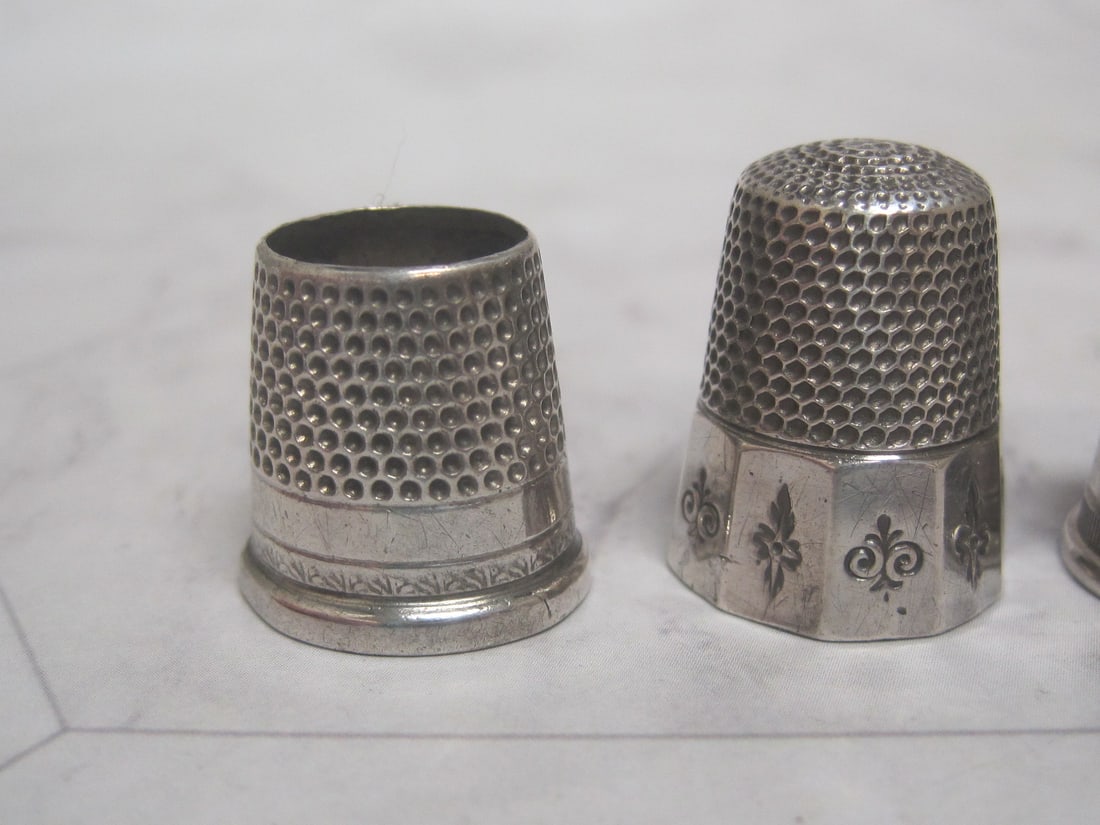 Lot of 6 Antique Sterling Silver Thimbles - 2