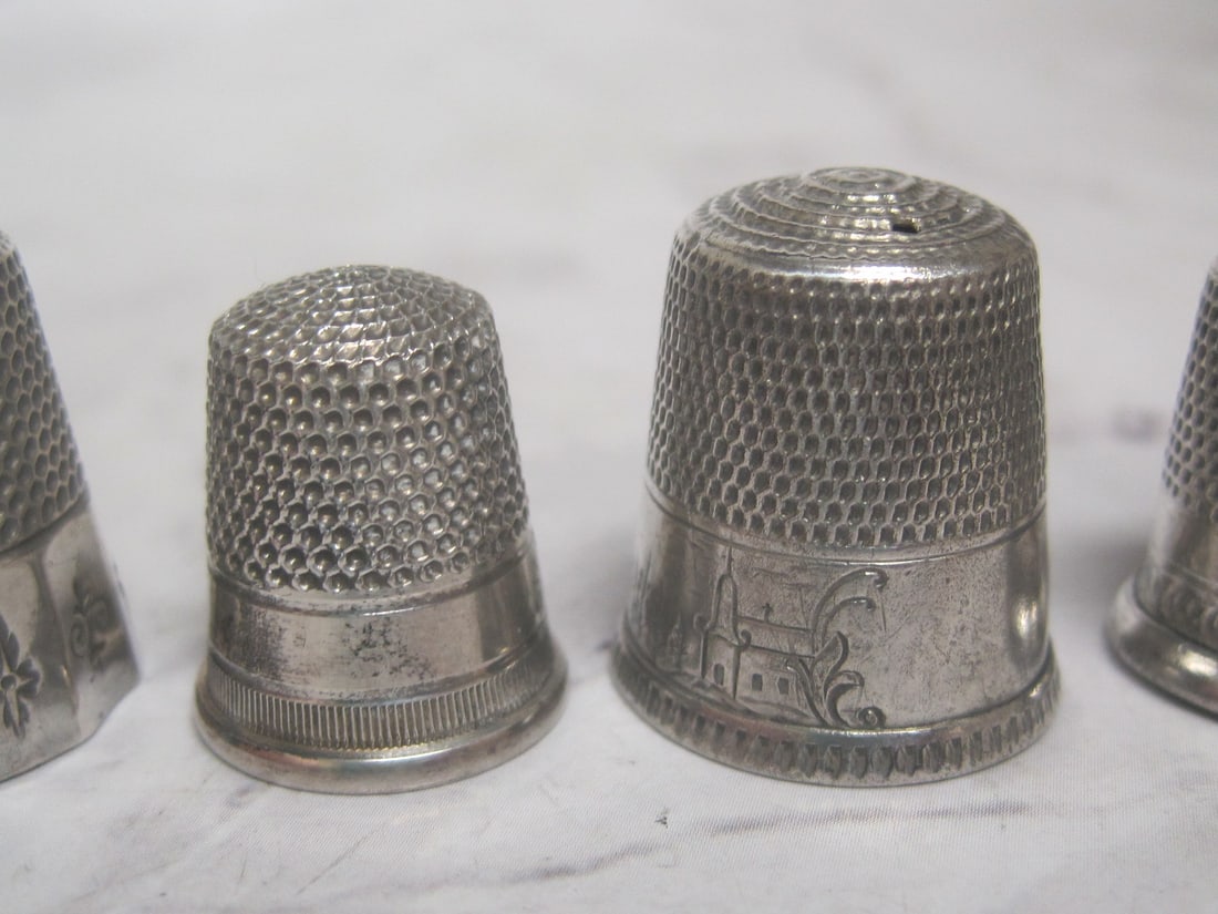 Lot of 6 Antique Sterling Silver Thimbles - 3