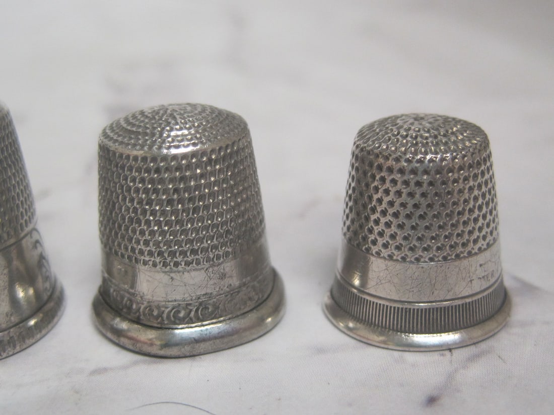 Lot of 6 Antique Sterling Silver Thimbles - 4