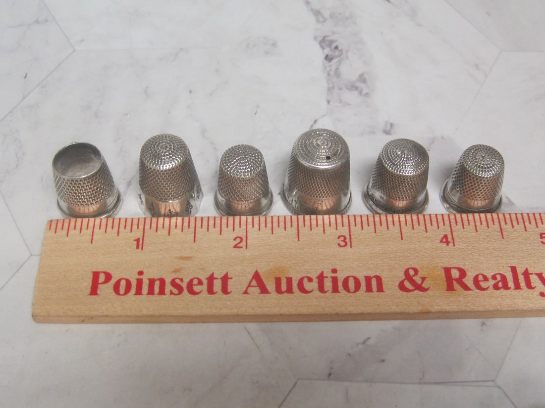 Lot of 6 Antique Sterling Silver Thimbles - 5