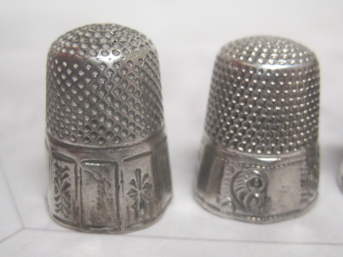 Lot of 5 Antique Sterling Silver Thimbles - 2