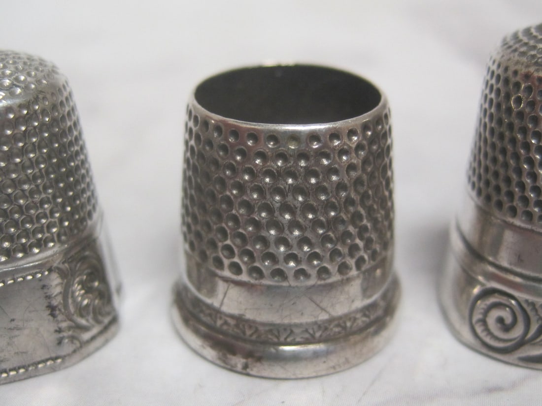 Lot of 5 Antique Sterling Silver Thimbles - 3