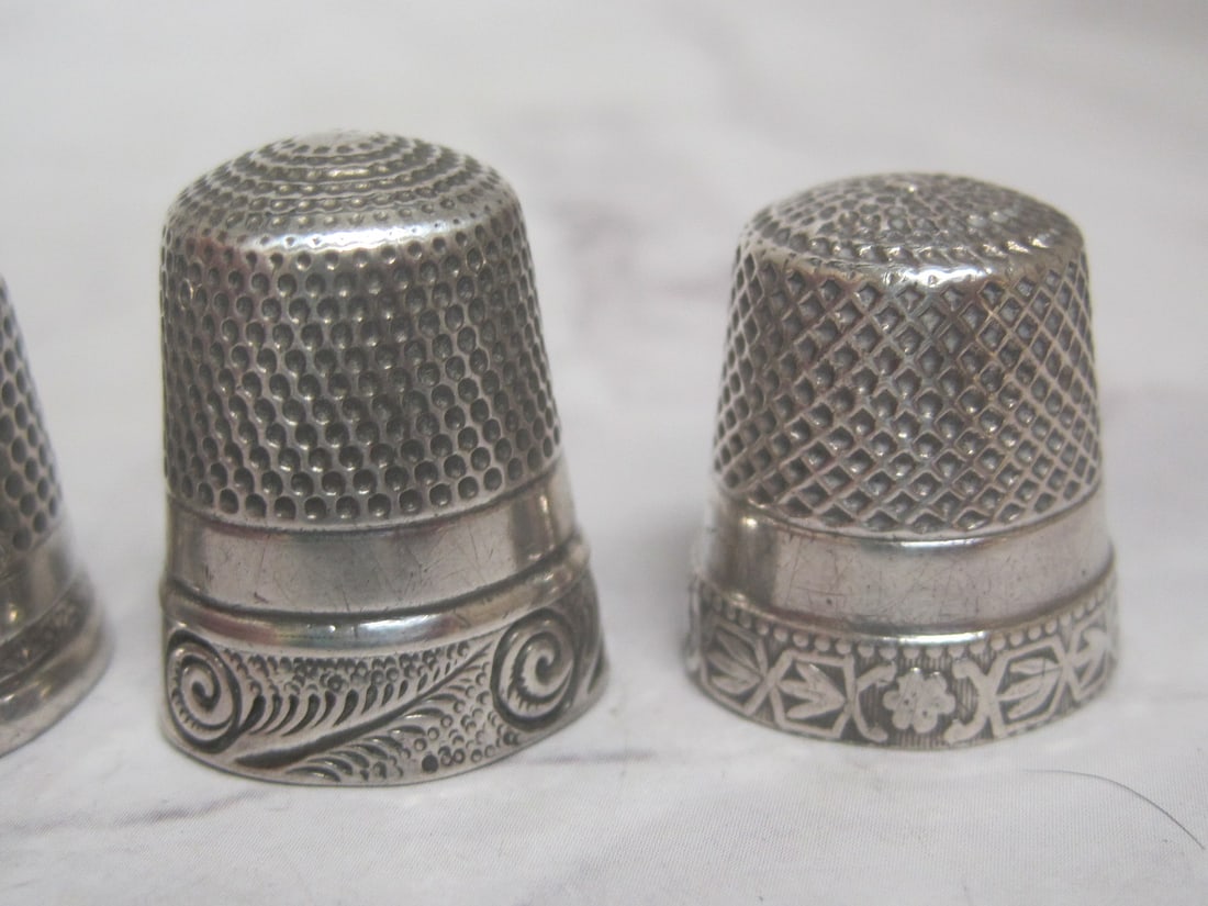 Lot of 5 Antique Sterling Silver Thimbles - 4