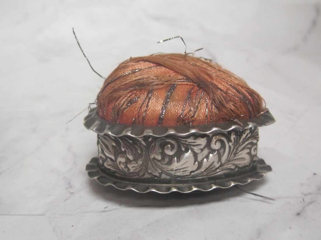 Gorham Antique Sterling Silver Heart Shape Pin Cushion - 2