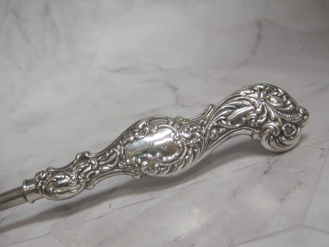 Antique Sterling Silver Handled Button Hook - 2