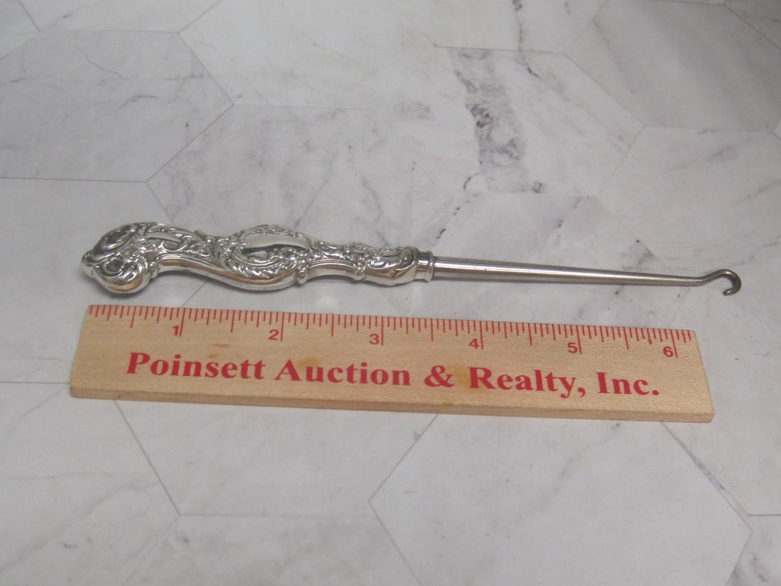 Antique Sterling Silver Handled Button Hook - 5