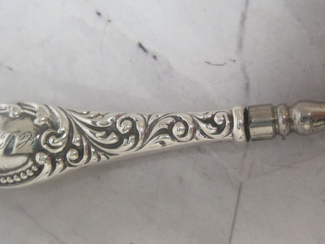 Antique Sterling Silver Handled Button Hook - 3