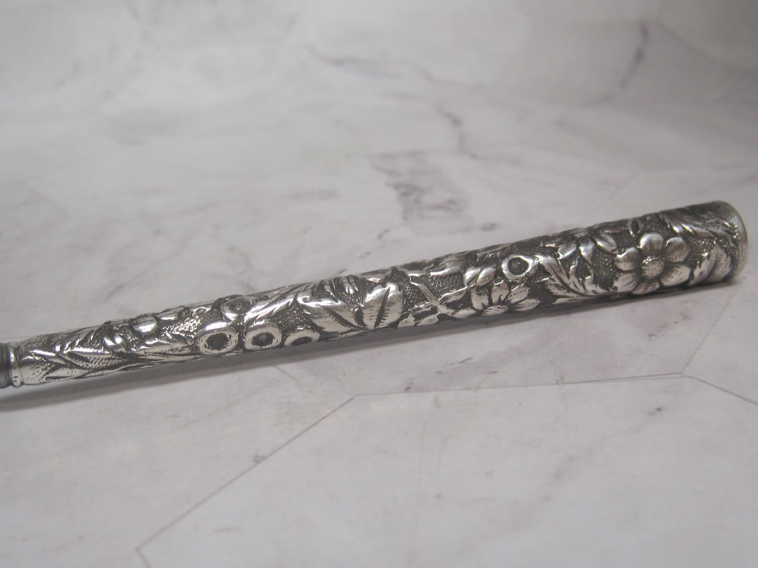 Antique Sterling Silver Handled Repousse Dresser Item - 2