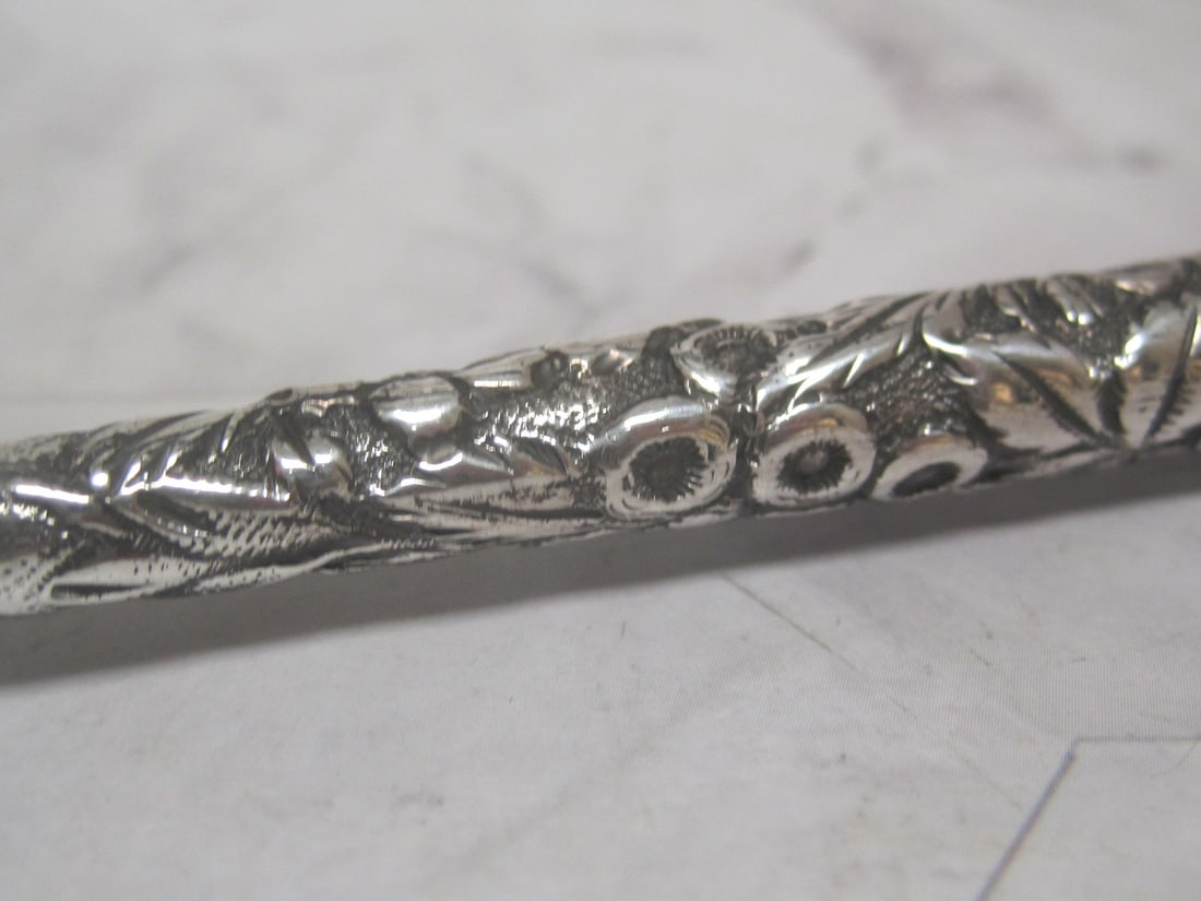 Antique Sterling Silver Handled Repousse Dresser Item - 3