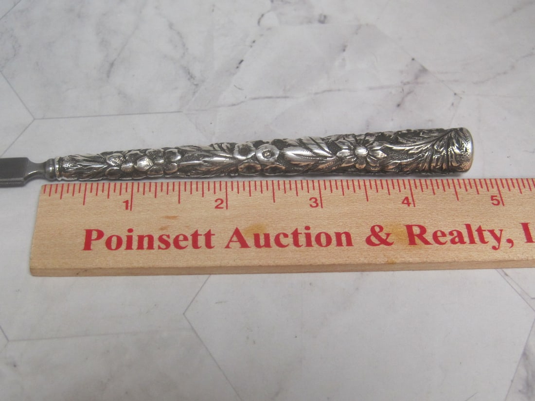 Antique Sterling Silver Handled Repousse Dresser Item - 5