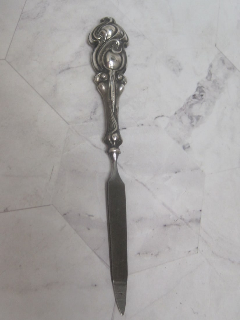 Art Nouveau Sterling Silver Handled Nail File: 5 3/4", 1890's