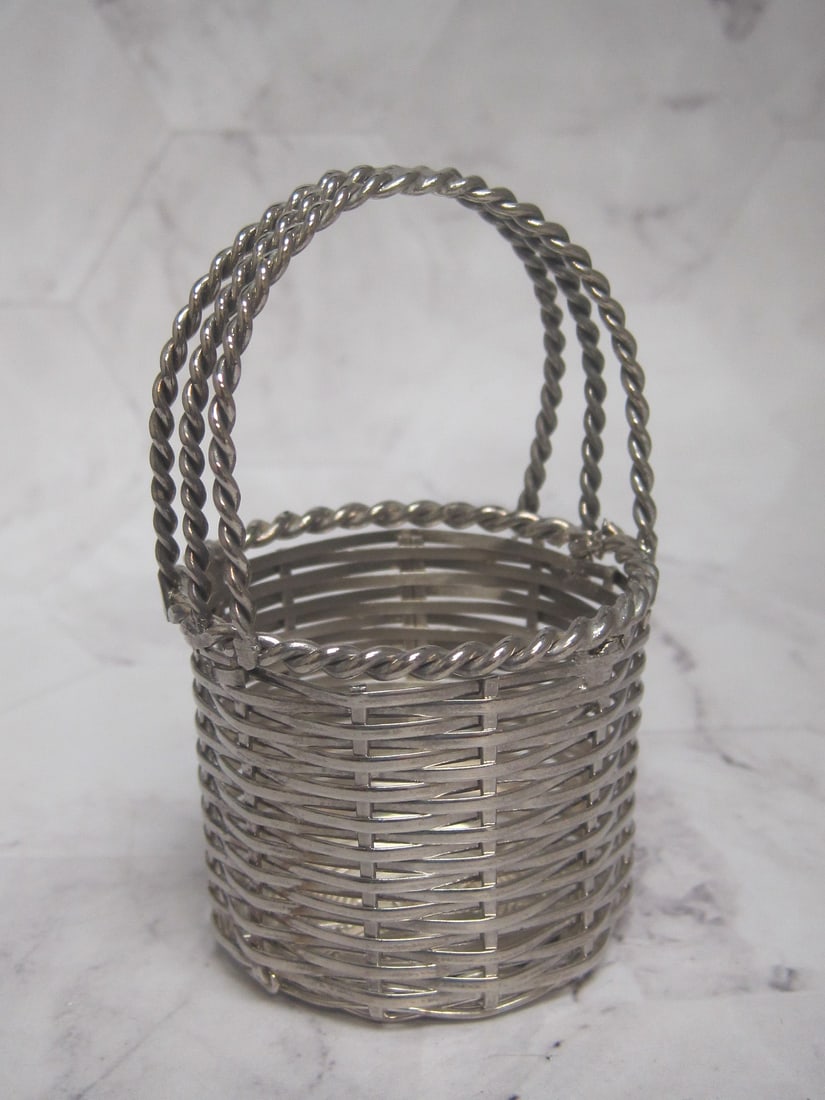 Silverplate Basket: 3 1/2", woven design