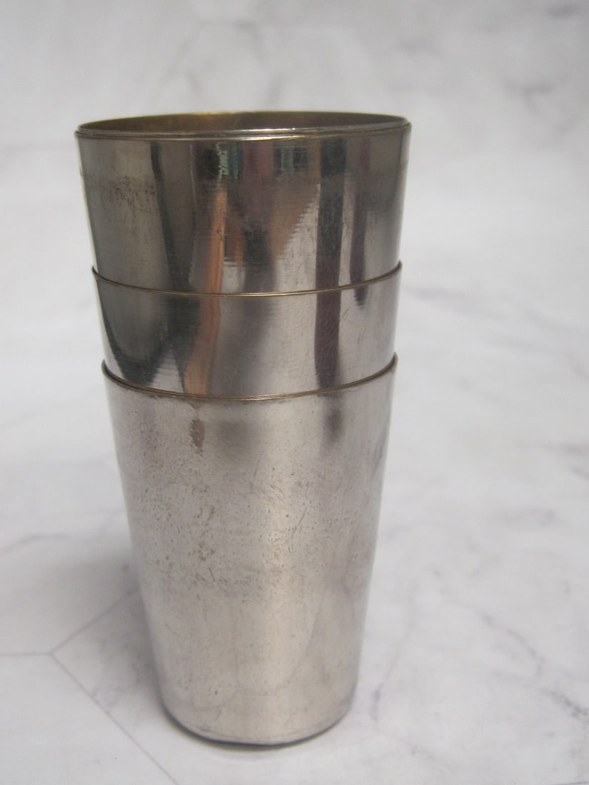 Antique Travel Shot Glass Set in Leather Case - 4