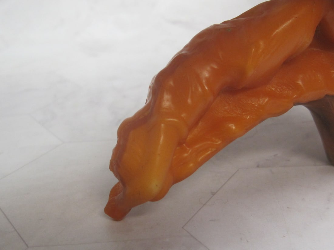 Scarce Art Nouveau Amber Handle of Female Laying on Tiger Skin Rug - 4