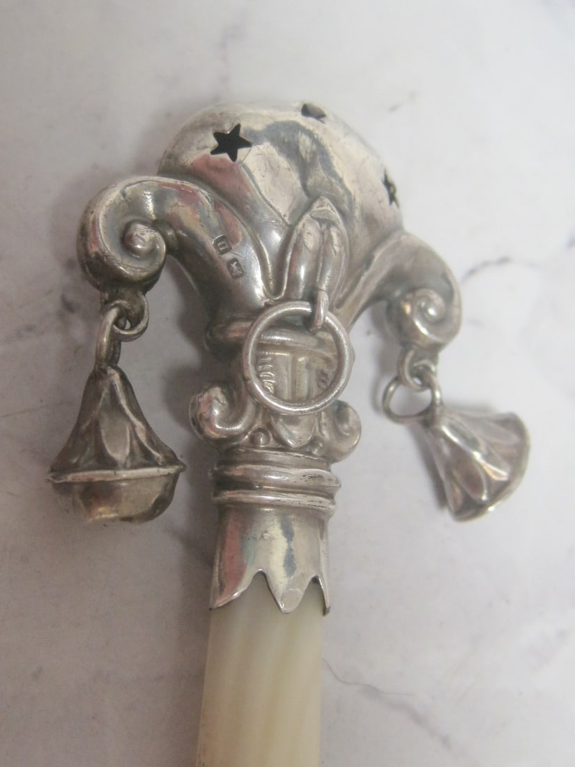 Antique Sterling Silver Baby Rattle - 4