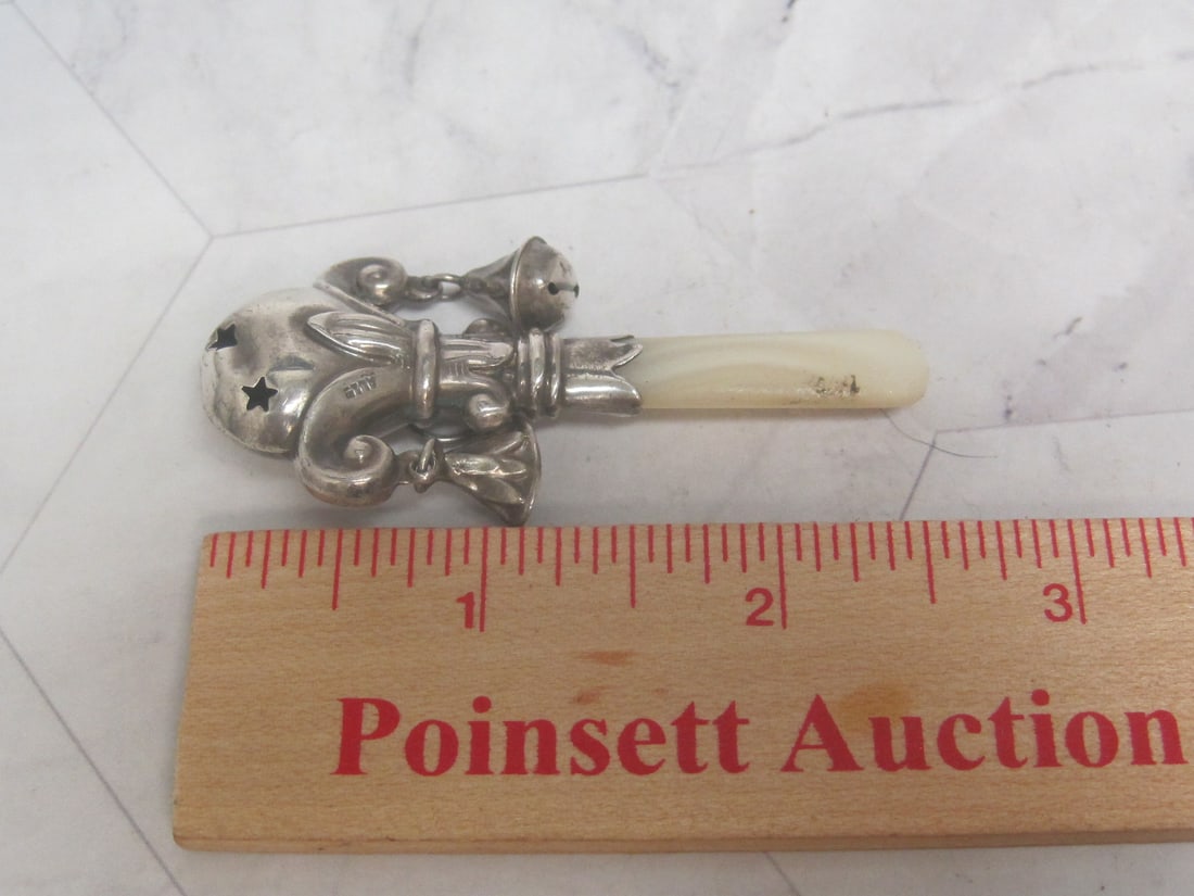 Antique Sterling Silver Baby Rattle - 5