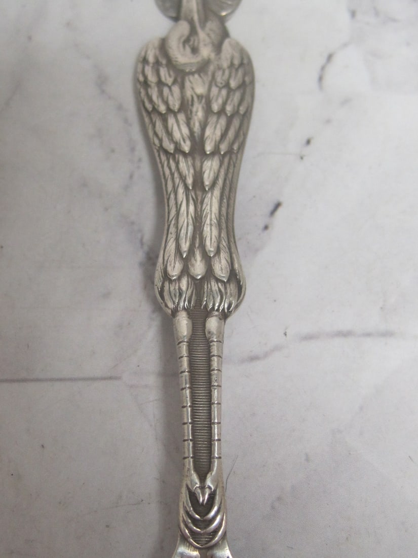 1927 Sterling Silver Baby Record Spoon with Stork - 3