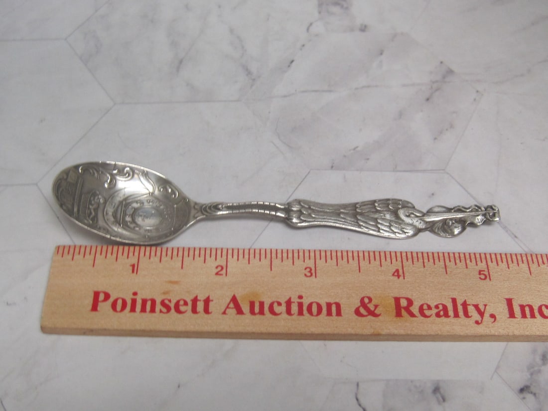 1927 Sterling Silver Baby Record Spoon with Stork - 6