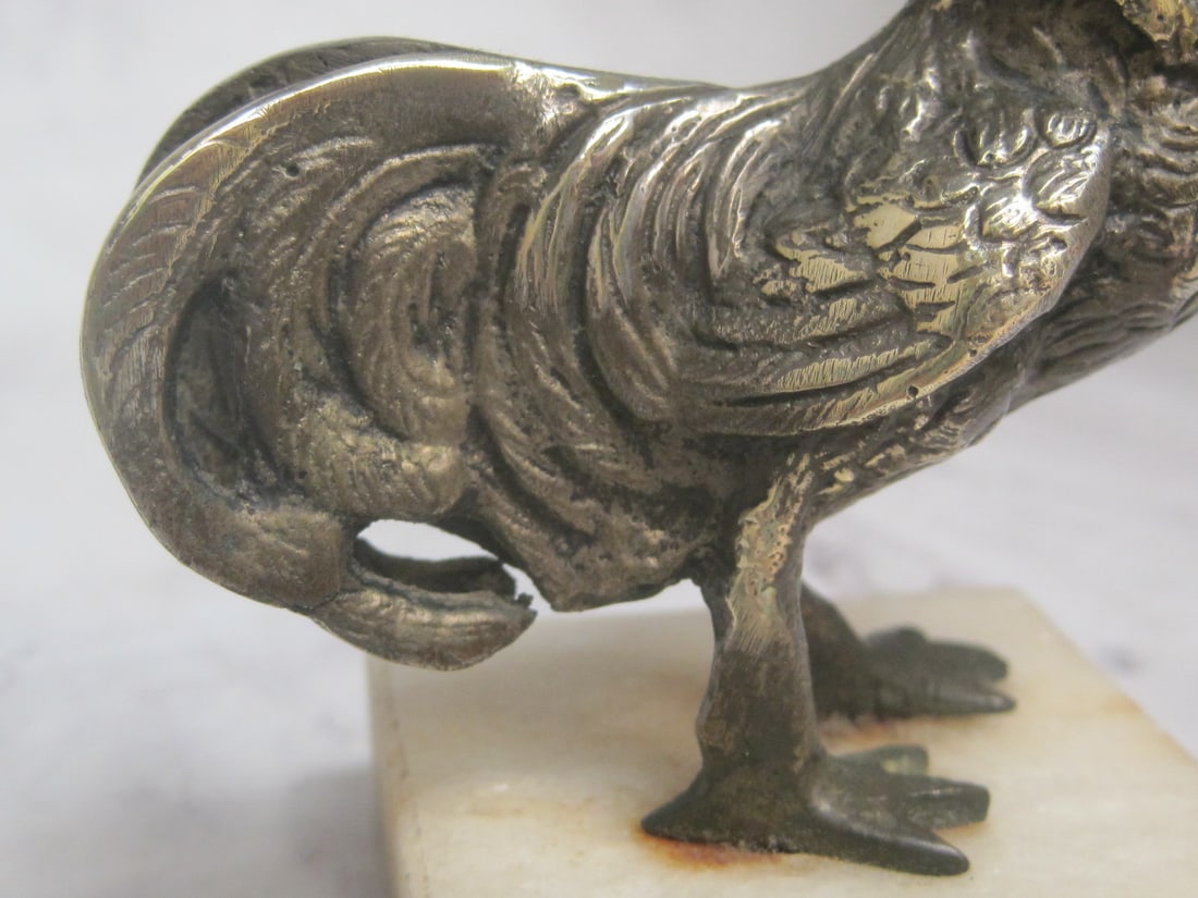 Antique French Bronze or Brass Rooster Figure - 3