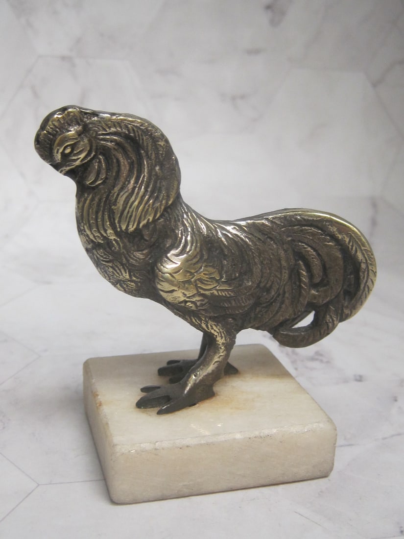 Antique French Bronze or Brass Rooster Figure - 4