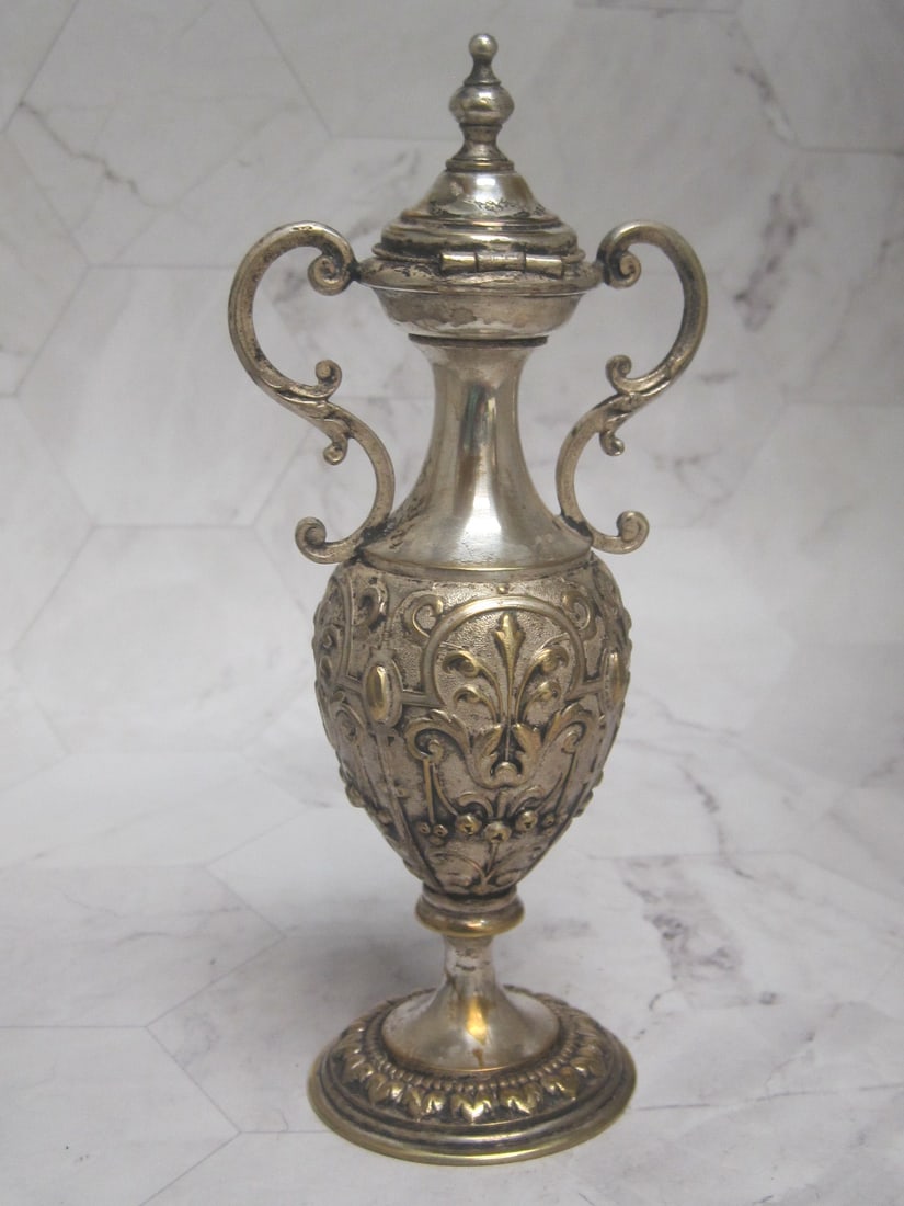 Antique Silverplate Perfume or Cologne Bottle - 5