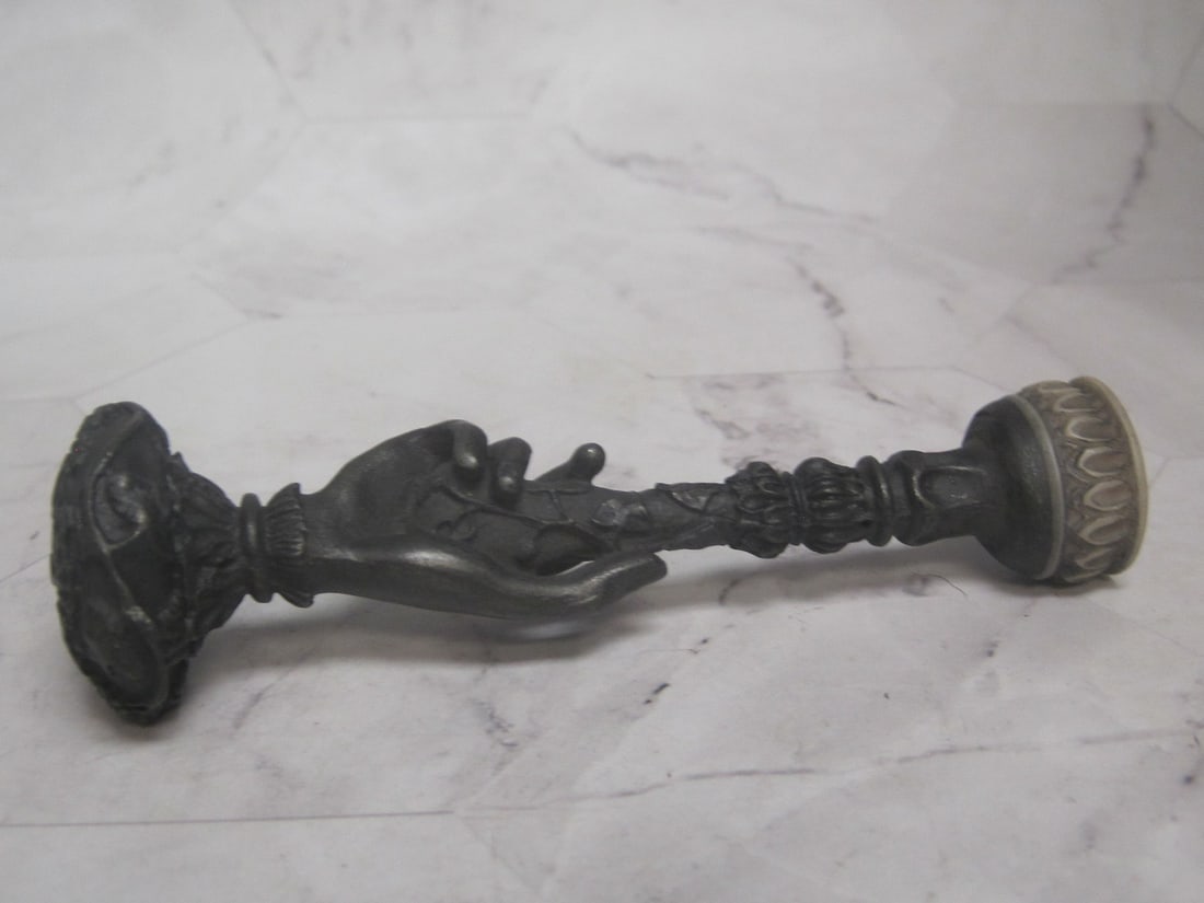 Figural Wax Seal for Letters & Documents: 4 1/2" tall, Hand holding a torch, Royal crest seal stamp