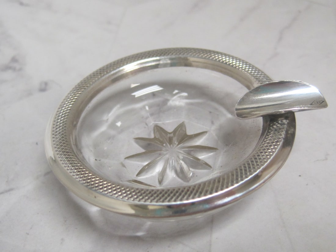 Pair of Sterling Silver & Crystal Ashtrays - 3