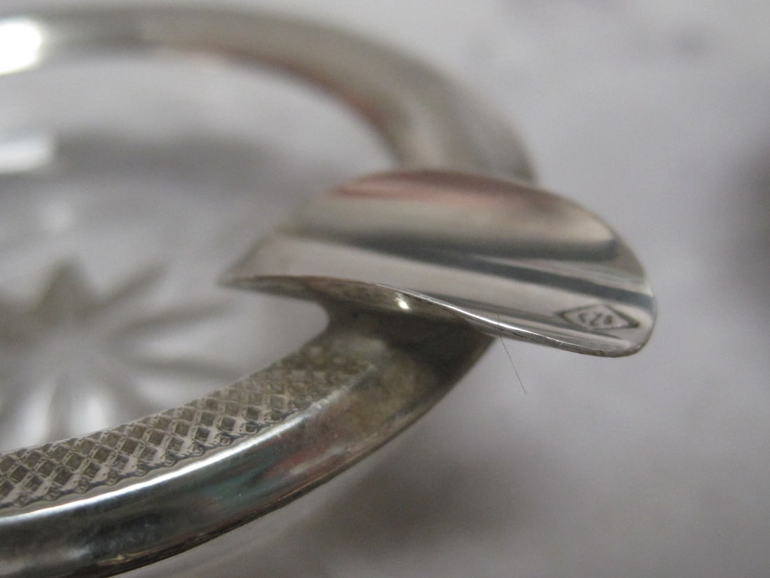 Pair of Sterling Silver & Crystal Ashtrays - 4