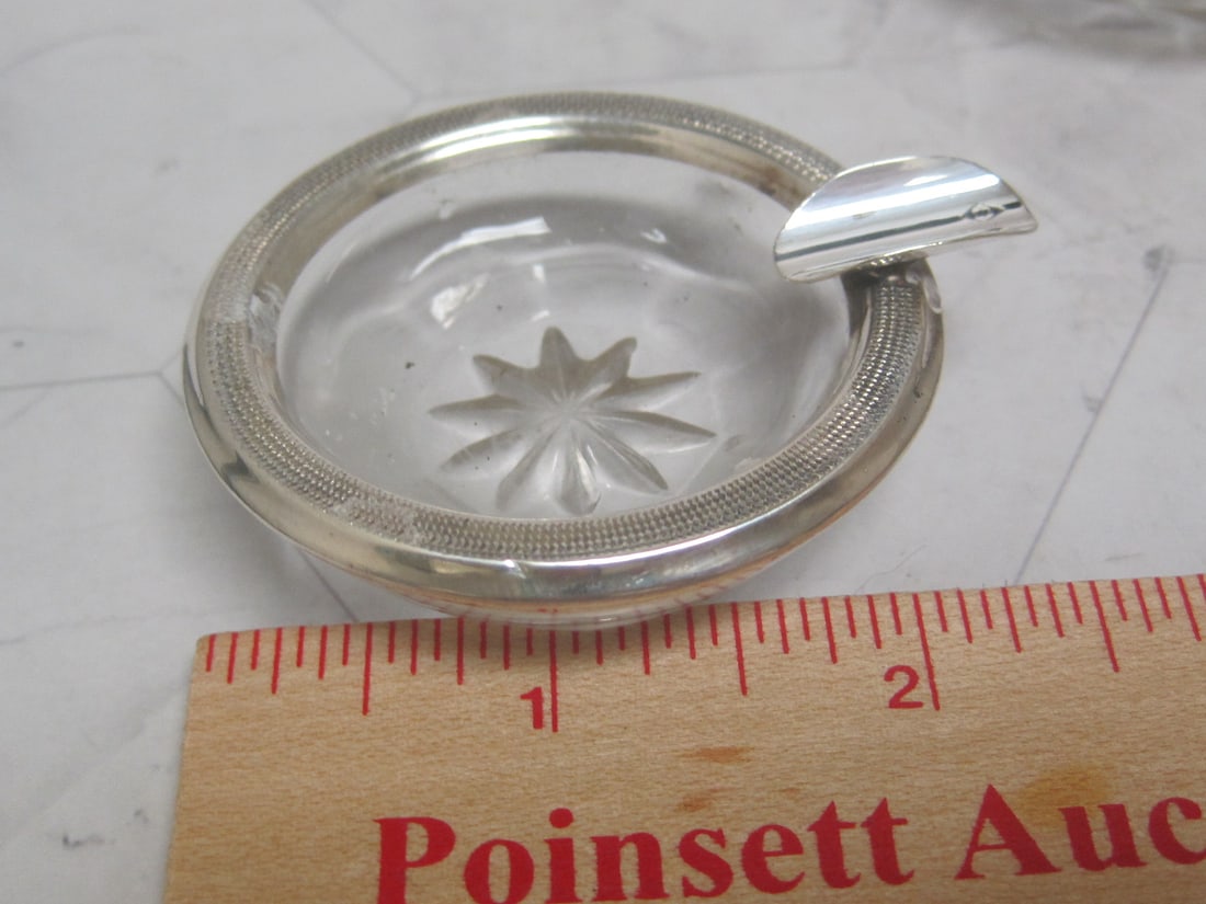 Pair of Sterling Silver & Crystal Ashtrays - 5