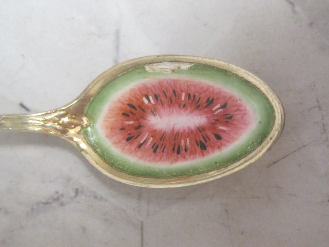 Scarce Enameled Sterling Silver Atlanta Watermelon Spoon - 4