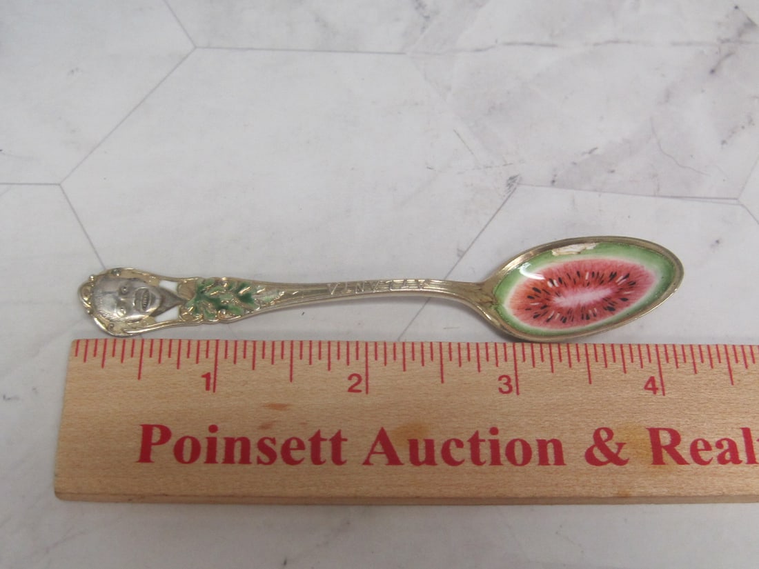 Scarce Enameled Sterling Silver Atlanta Watermelon Spoon - 8