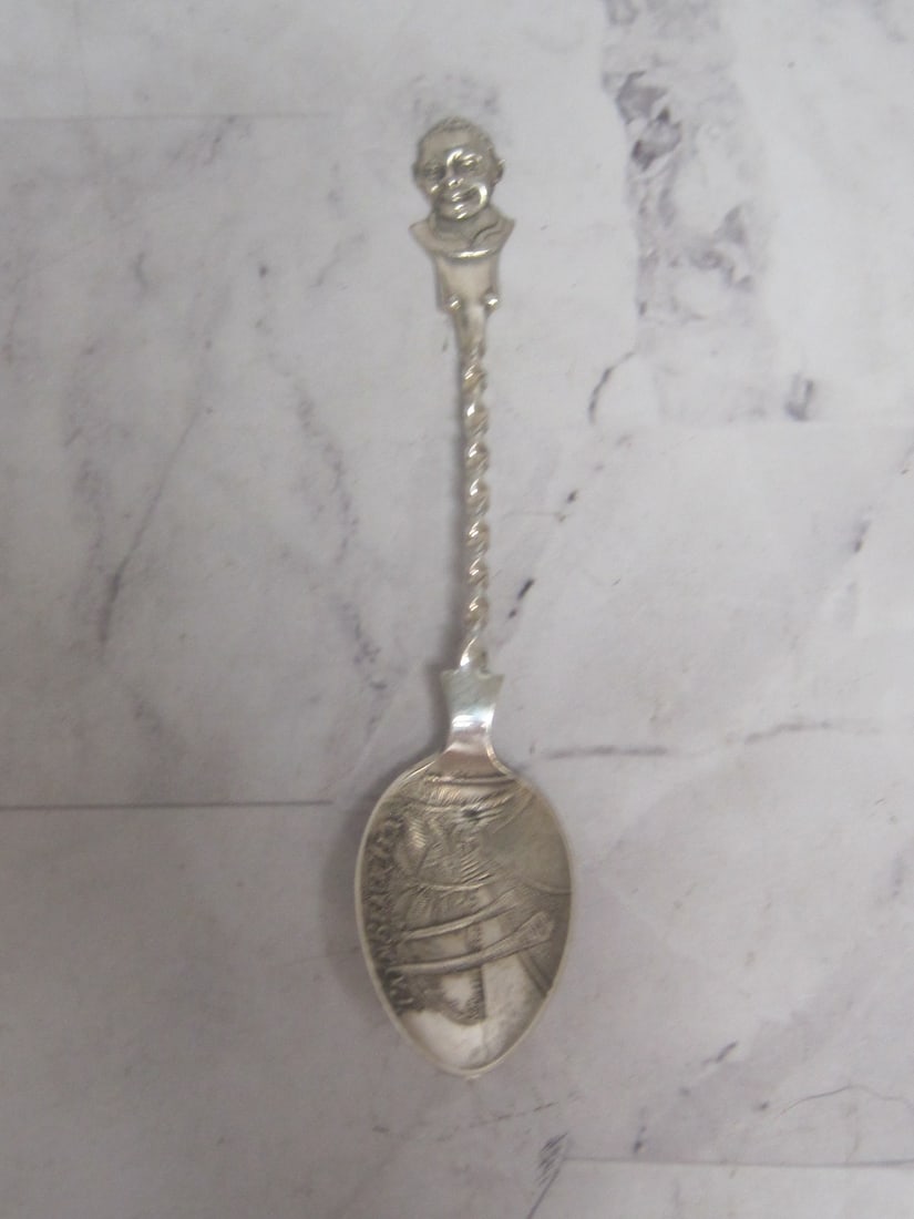 Black Americana Sterling Silver Souvenir Spoon: Weighs 6.9 grams, 4 1/4", Young man at top, Palm Beach, Florida, detailed bowl