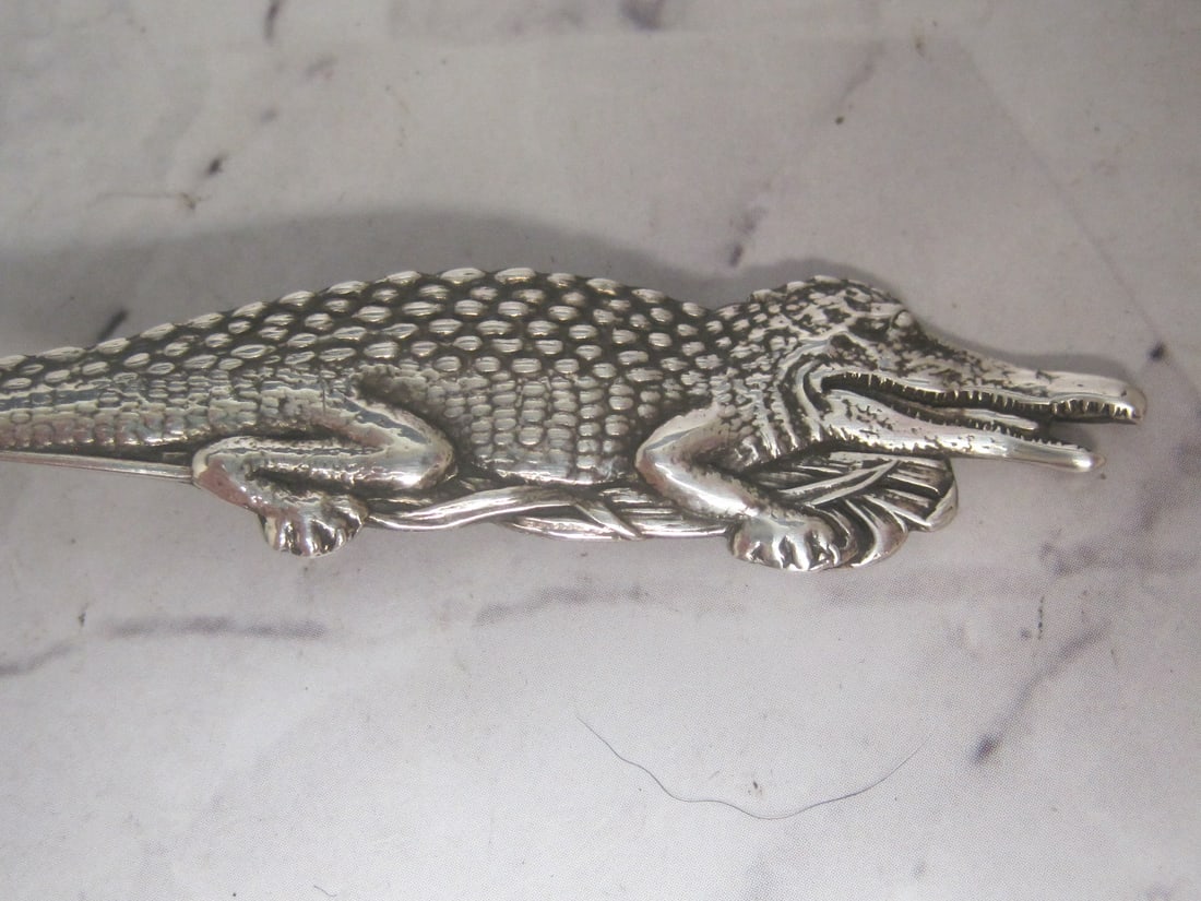 Early Sterling Silver Figural Alligator Spoon - 2