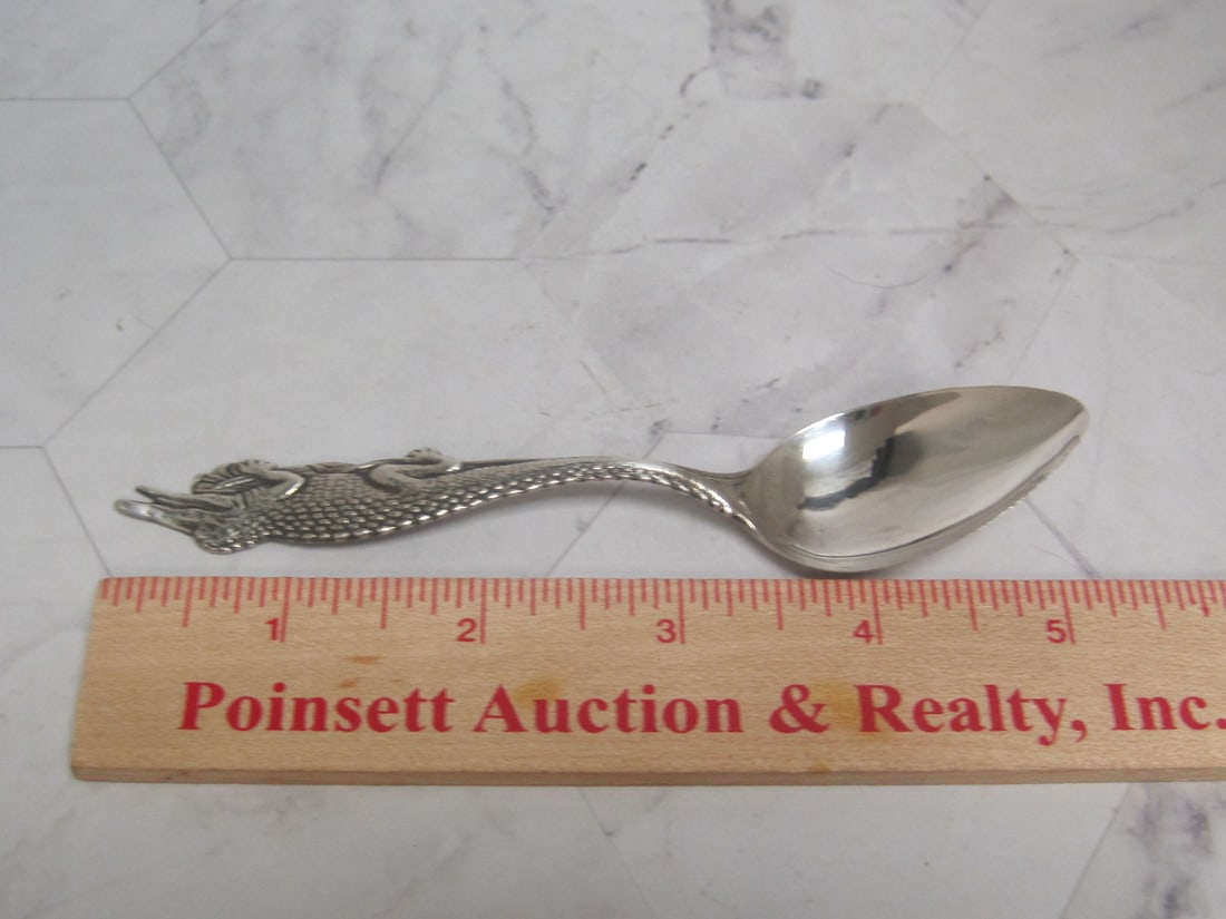 Early Sterling Silver Figural Alligator Spoon - 6