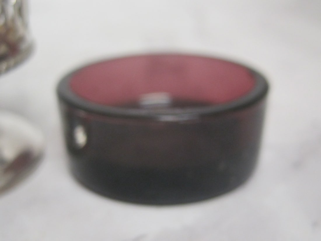 Sterling Silver Salt Cellar with Ruby Glass Liner - 3
