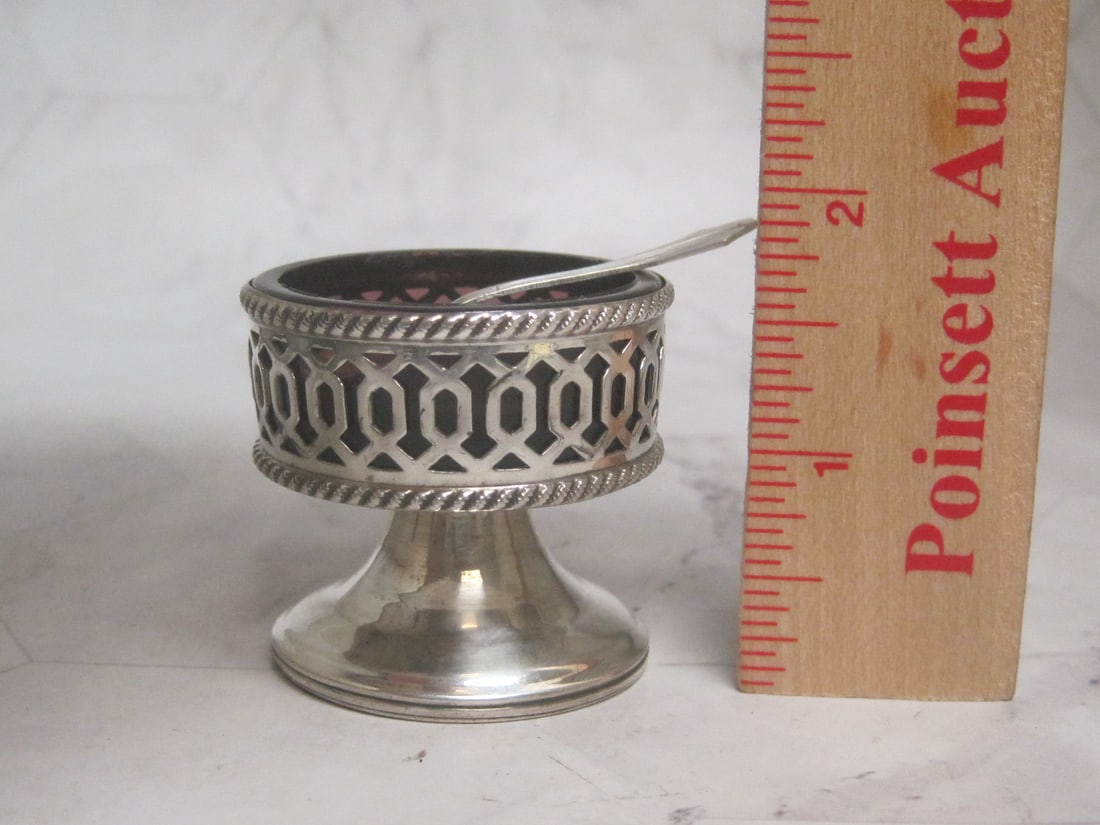 Sterling Silver Salt Cellar with Ruby Glass Liner - 5