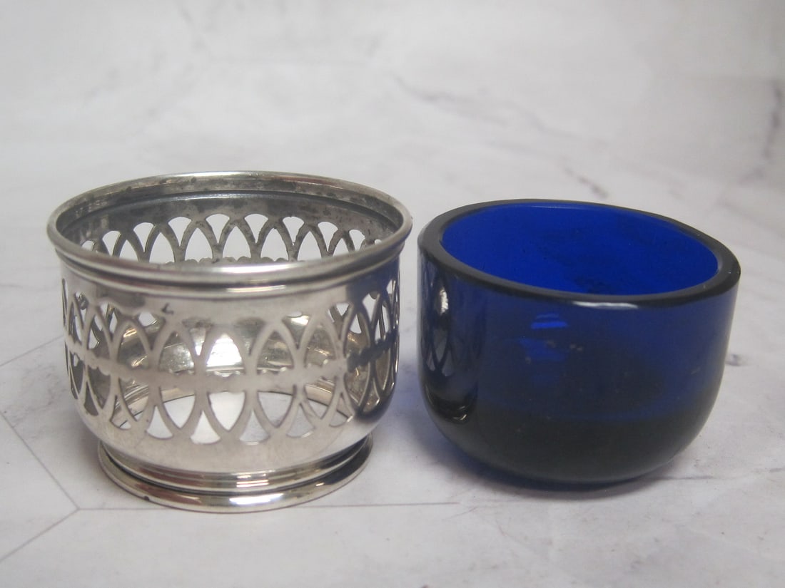 Sterling Silver Salt Cellar & Spoon - 3