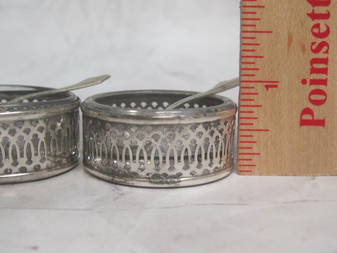 Pair of Sterling Silver & Crystal Salt Cellars - 6