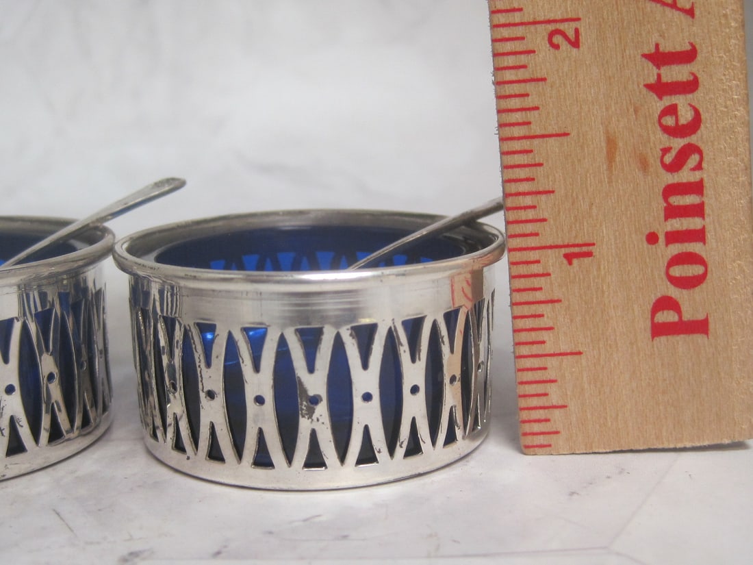 Pair of Sterling Silver Salt Cellars & Spoons - 8