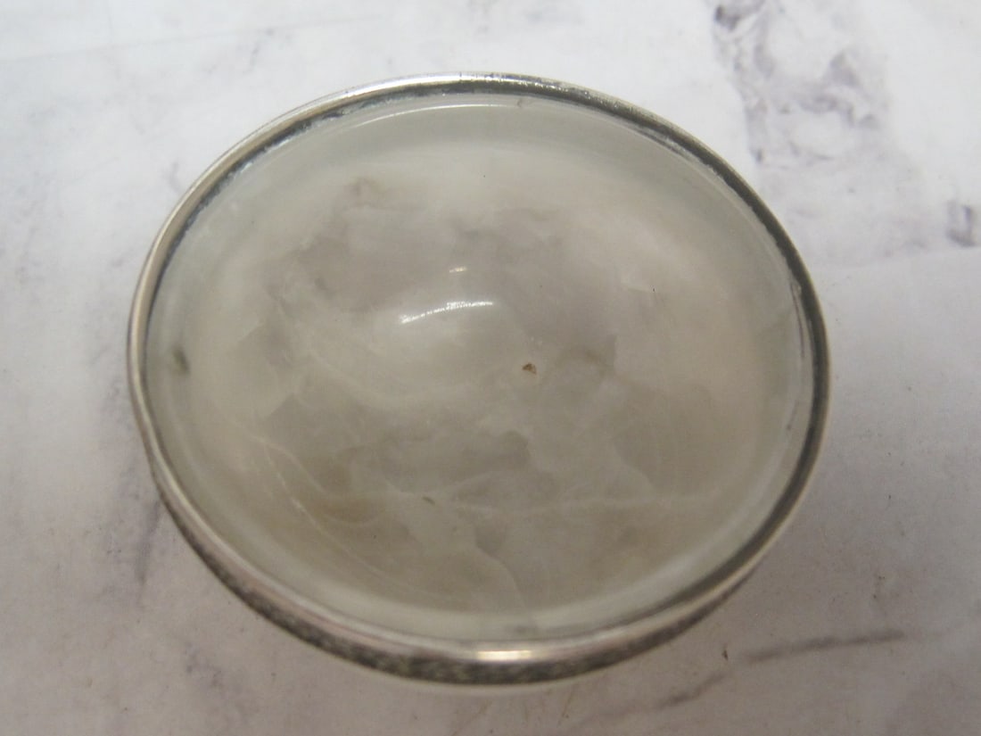 Antique Carved Stone & Silver Salt Cellar - 3