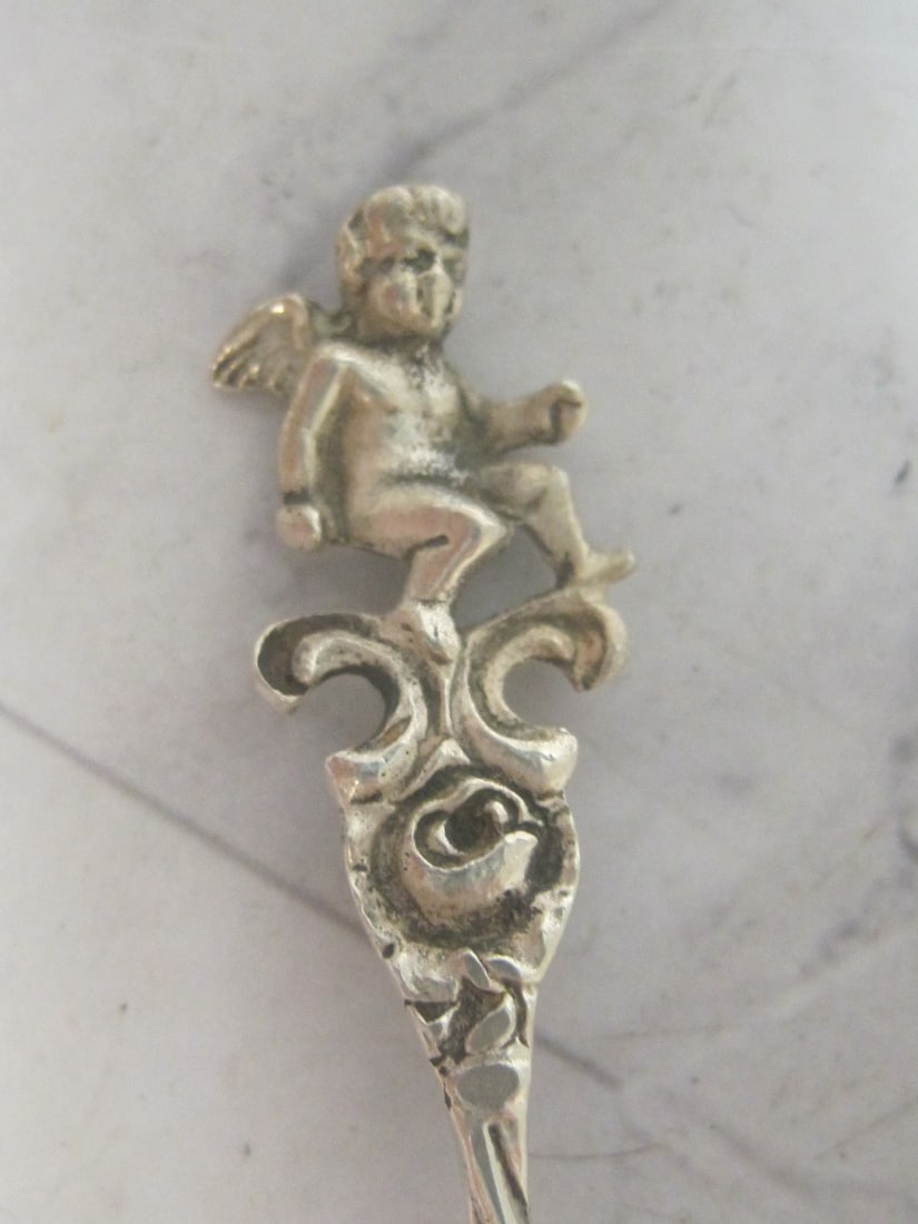 Sterling Silver Figural Cherub Salt Spoon - 2