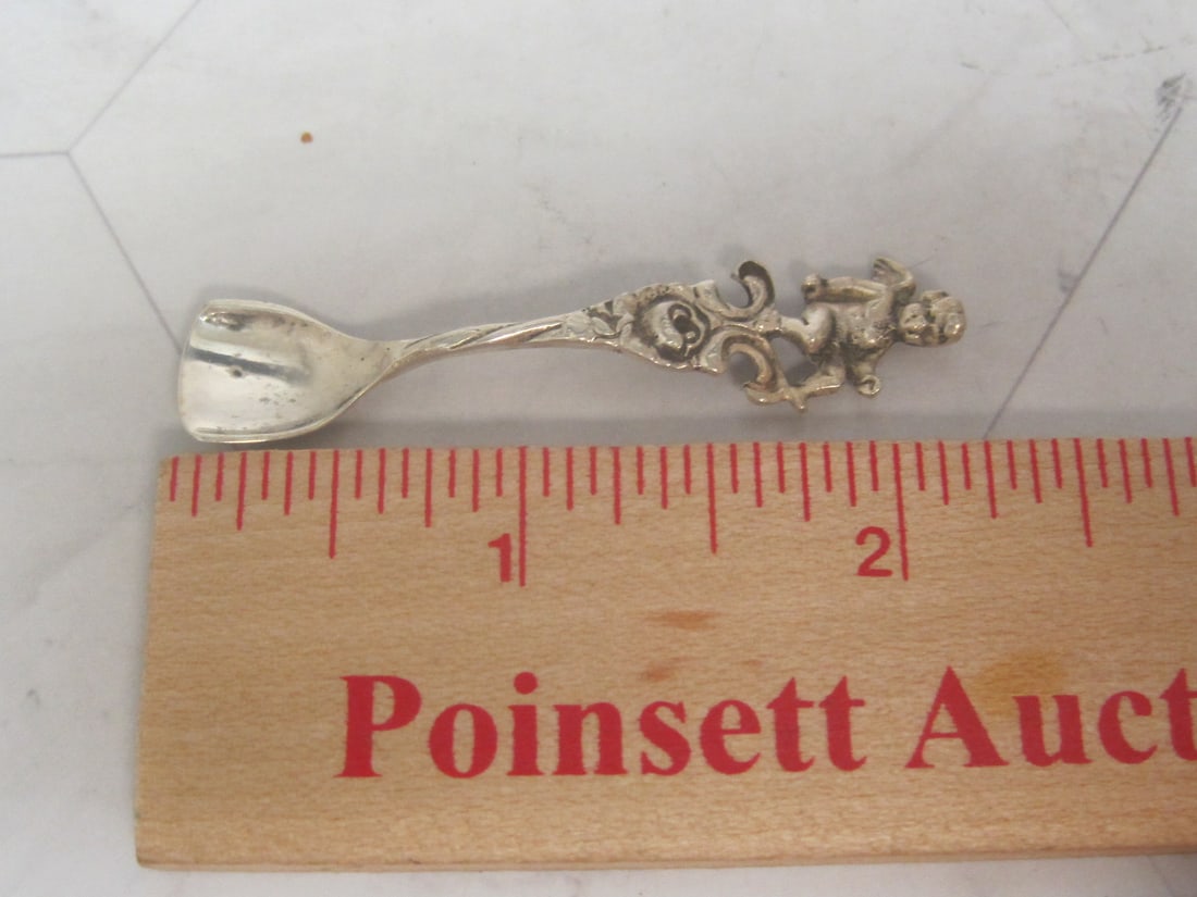 Sterling Silver Figural Cherub Salt Spoon - 5