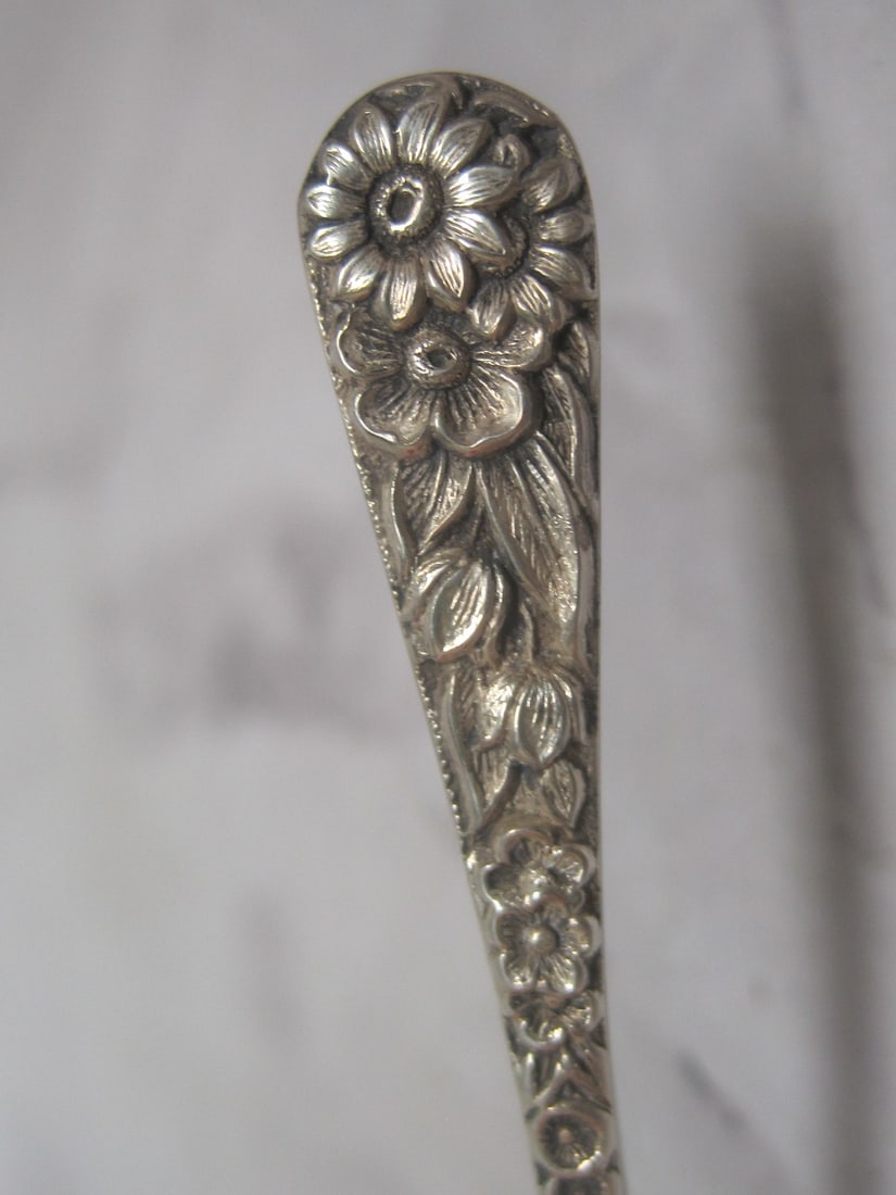Sterling Silver Repousse Salt Spoon - 2