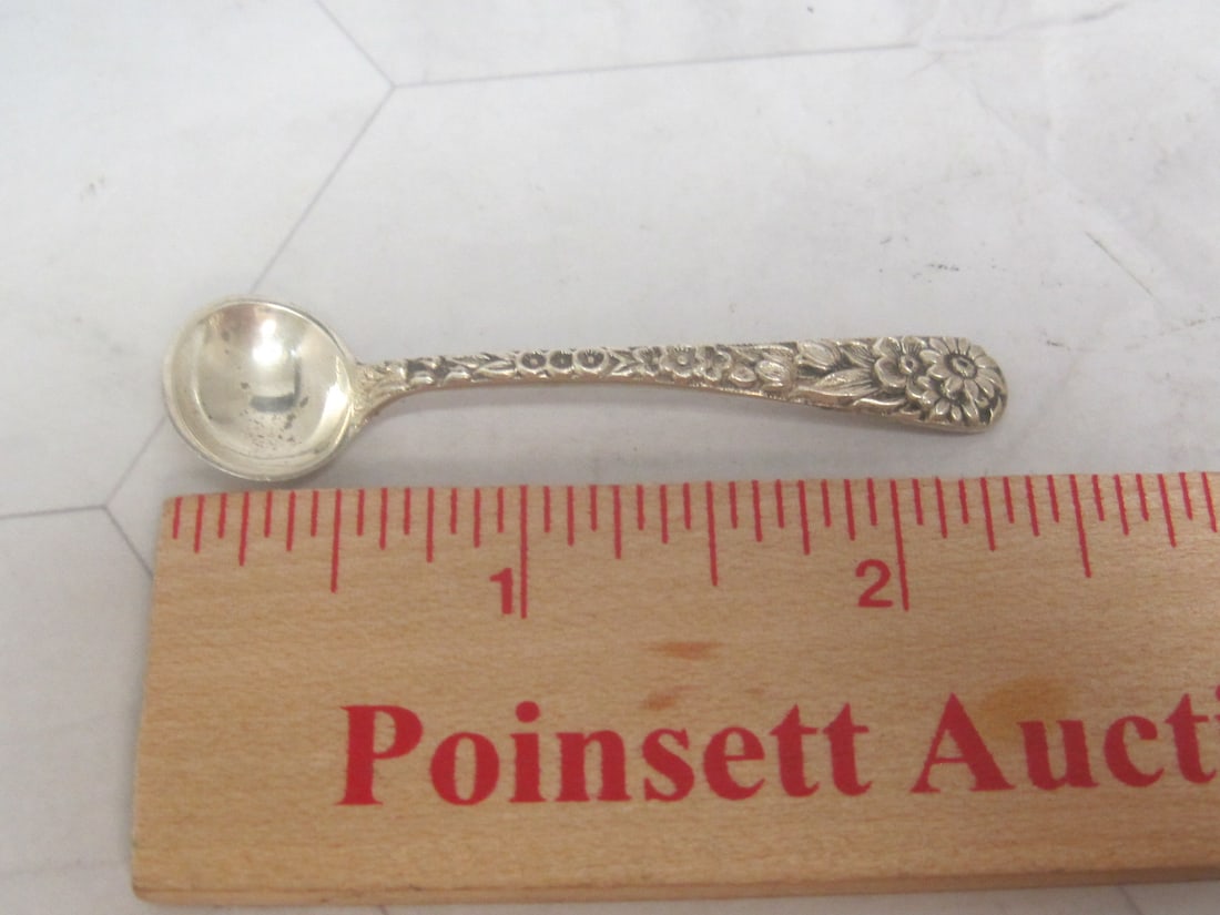 Sterling Silver Repousse Salt Spoon - 5