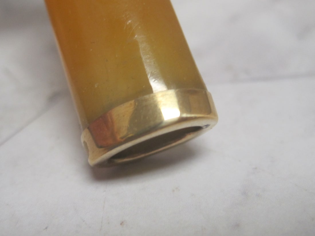 Art Deco Gold & Amber Bakelite Cigarette Holder - 3