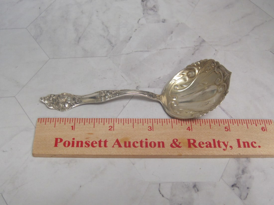 Antique Sterling Silver Serving Spoon - 6