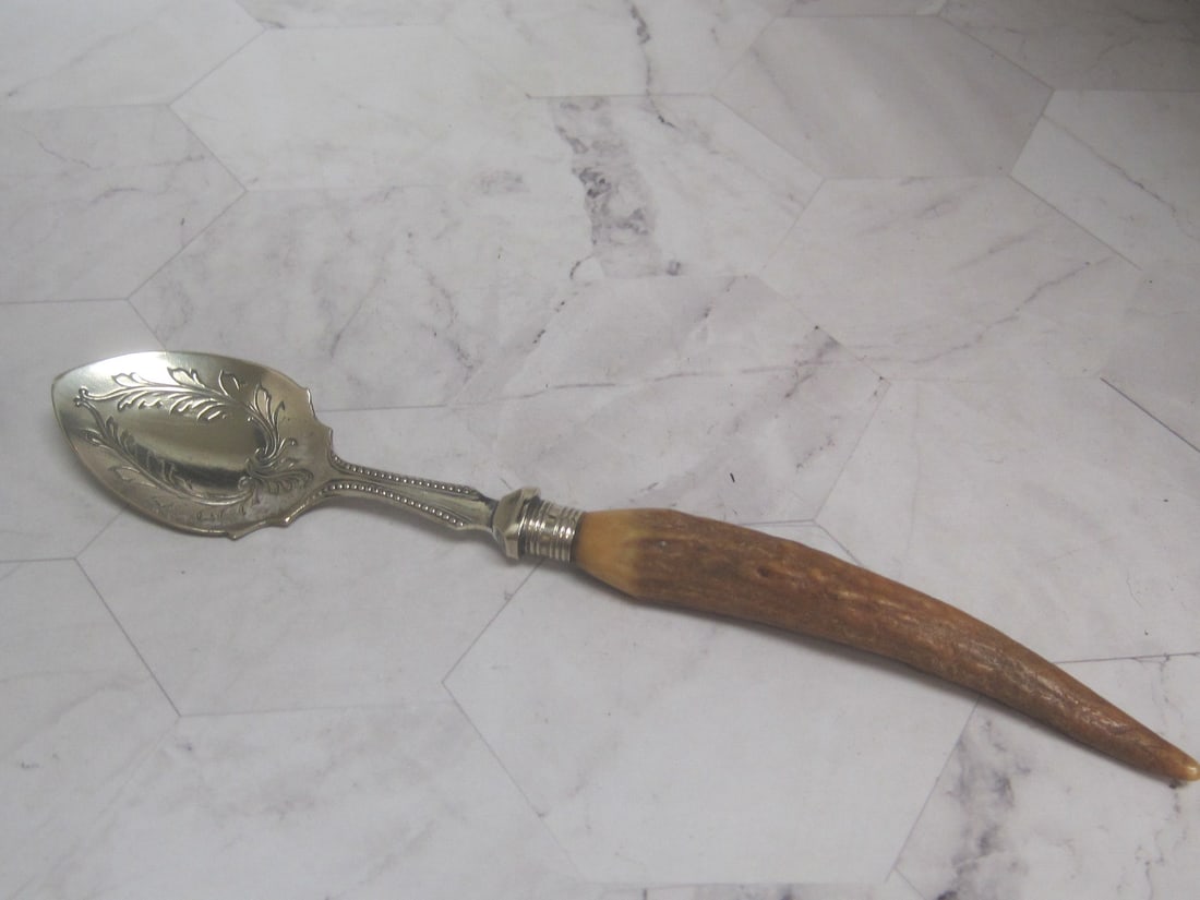 Victorian Antler Handled Jam or Jelly Spoon (1 of 5)