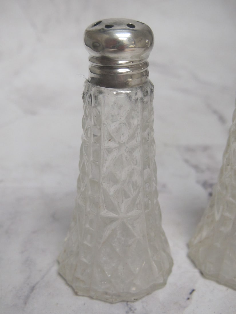 Sterling Silver & Crystal Salt & Pepper Shakers - 2