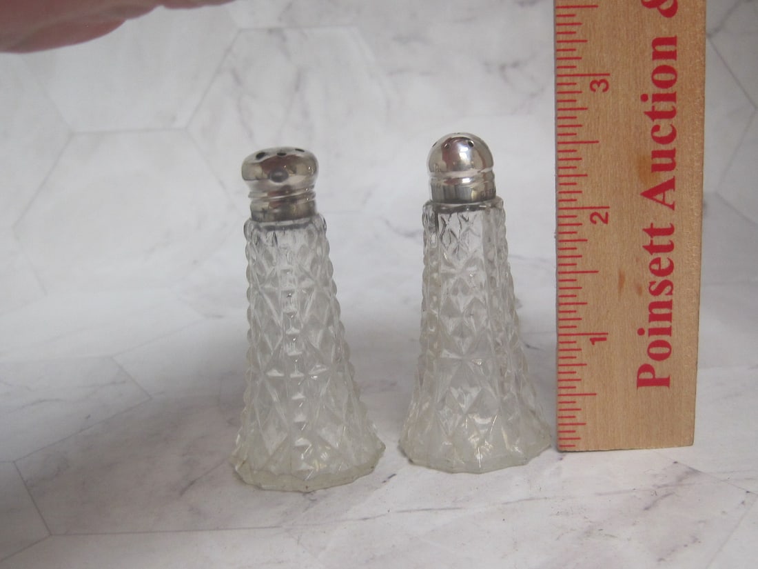 Sterling Silver & Crystal Salt & Pepper Shakers - 6
